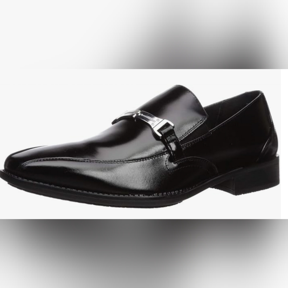 Stacy Adams Mens Black Leather Slip On Dress Shoes Loafers  Luxe Sz.12W